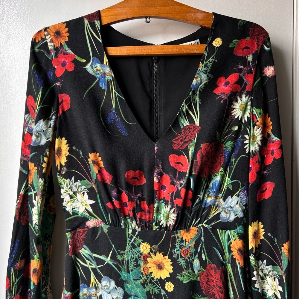 Alice + Olivia Cary Black Floral Mini Dress